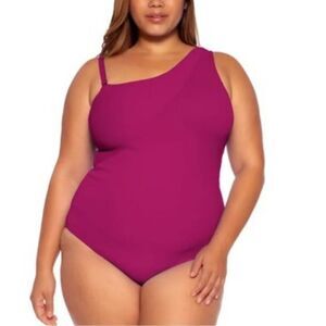NWT Becca by Rebecca Virtue Women's One Piece Pink Sz 2X (20-22) Swimsuit